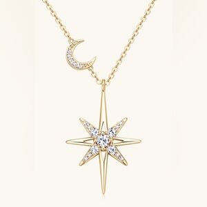 BOUTIQUE: Star & Moon Sterling Silver Pendant Necklace, 18K Gold-Plated